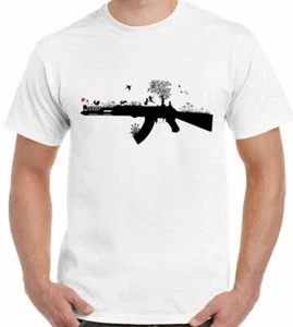 Banksy T-Shirt AK47 Dtg Uomo Arte Graffiti World Amore Pace Libertà - Picture 1 of 1