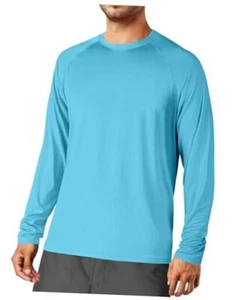Men's Sun Shirts Long Sleeve Rash Guard UPF 50+ UV SPF X-Large Aqua Blue - Picture 1 of 7