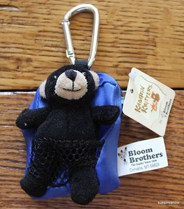 Black Bear w/Backpack Kampin Kritter Coin Purse Bag W/Carabineer Cute Fun - Picture 1 of 4