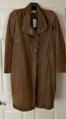 NWT HELMUT LANG Brown Distressed Dried leather Coat Jacket *P/XS* - Image 1 of 4