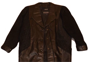 Wilsons Thinsulate Women Small Black Leather Button Belted Coat Jacket Zip Liner - Picture 1 of 7