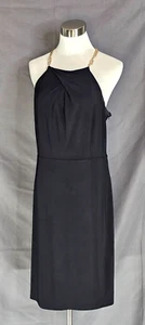 Laundry by Shelli - Black Sleeveless Dress w/ Gold Chain Straps & Cutout Back 12 - Picture 1 of 3