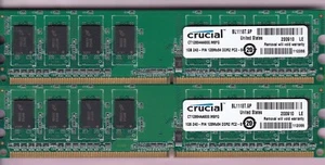 2GB 2x1GB PC2 6400 DDR2-800 CRUCIAL MICRON CT12864AA800.M8FG Desktop Ram Memory - Picture 1 of 2