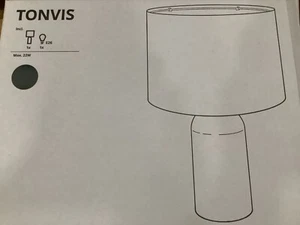 Ikea Tonvis Table Lamp Smoked Glass/White 20" (52 cm) Linen Latest New  - Picture 1 of 4