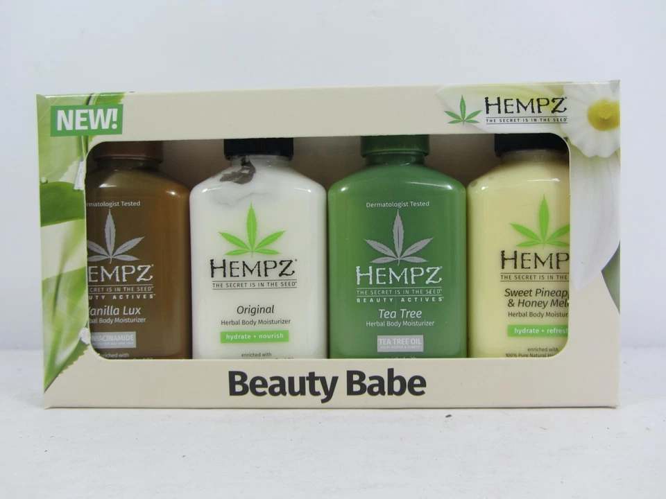 HEMPZ BEAUTY BABE BOX HERBAL BODY MOISTURIZER LOTION 4 DIFFERENT SCENT BOTTLES - Image 1 of 1