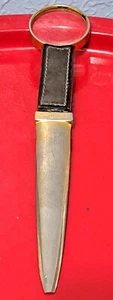 Gucci Gold Letter Opener with Leather Handle and Magnifying Glass End  - Picture 1 of 15