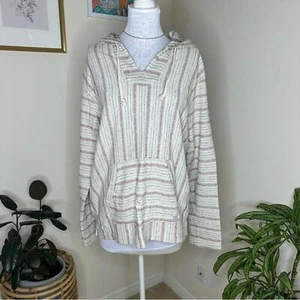 Lucky Brand Ivory Striped Baja Hippie Pullover Hoodie – Size XL – Unisex - Picture 1 of 5