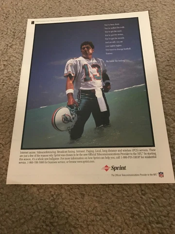 Vintage 1996 DAN MARINO SPRINT Poster Print Ad ART  1990s MIAMI DOLPHINS Cover