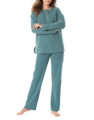 Only Necessities Plus Size Boysenberry Sherpa & Thermal Knit Lounge Set Size 1X - Image 1 of 4