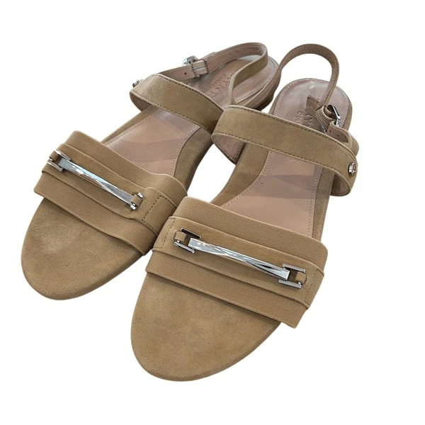 Sandalias Taryn Rose para mujer Liliana gamuza cuero con cordones beige talla 9,5B Foto 1 de 4