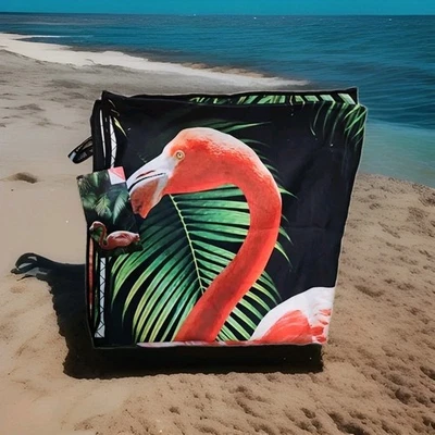 Whitley Willows  Flamingo Reversible Microfiber Beach Towel  35" x 70" - Image 1 of 4