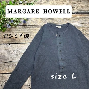 MARGARET HOWELL L/S Half Button Knit Top Sweater Wool Cashmere Silk Dark Gray L - Picture 1 of 16