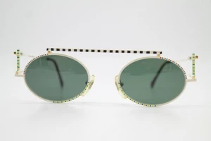 Vintage Sonnenbrille Casanova RVC-4 Weiß Gold Mehrfarbig Oval sunglasses Brille - Picture 1 of 6