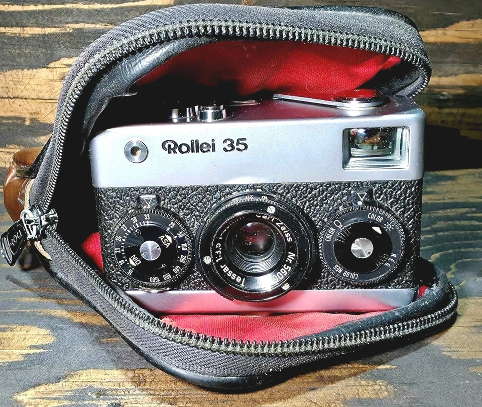 Rollei 35|Lente Carl Zeiss Tessar 40 mm F3,5|Plateado |Con estuche de cuero Foto 1 de 4