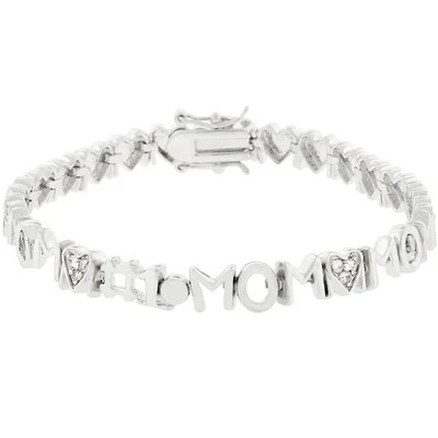 925 Silver Plated Cubic Zirconia Mom's Day Tennis Bracelet 7 inch - Image 1 of 4
