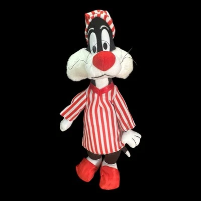 WB Looney Tunes SYLVESTER CAT IN PAJAMAS 15" Plush Stuffed Animal Vintage 1997 - Image 1 of 4