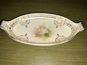"Bandeja de porcelana de colección Royal Rudolstadt Prusia Alemania borde dorado rosas rosas rosas rosas 9"" X 4""" - Imagen 1 de 6