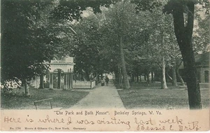Berkeley Springs WV The Park & Bath House 1905 P/M from Big Pool MD - Bild 1 von 2