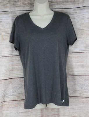 Womens Size Large Semi Fit Pullover V-Neck Short Sleeve Athletic Shirt Gray - Imagem 1 de 4