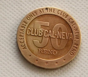 1967 Club Cal-Neva 50¢ Casino Medaille - Reno, Nevada Gaming Münze - Bild 1 von 2