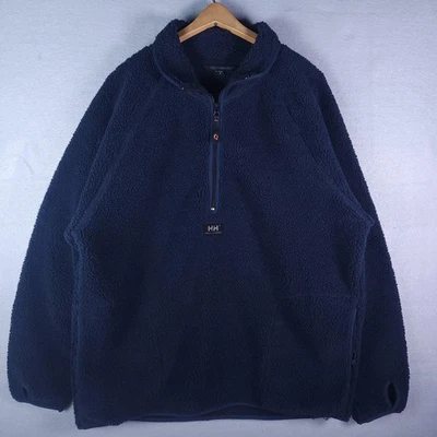 Pullover Helly Hansen Para Hombres Grande Azul Marino Sherpa Polar Cuarto Cremallera Agujeros para Pulgares Foto 1 de 4