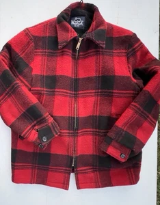 VINTAGE 50er 60er XL WOOLRICH ROT SCHWARZ KARIERT SHERPA GEFÜTTERT JACKE SIEHE BILDER 🔥 - Bild 1 von 21