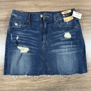 NUEVO CON ETIQUETAS Minifalda de mezclilla Aero tiro alto para mujer talla 8 azul botones bolsillos mosca Jean - Imagen 1 de 17