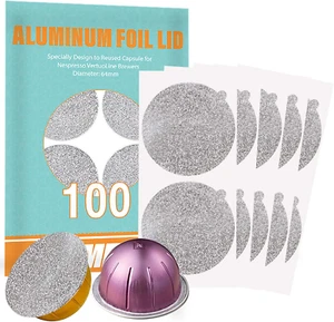 CAPMESSO Aluminum Foils Lids to Reuse Vertuoline Capsules Coffee Pods Compatible - Picture 1 of 12