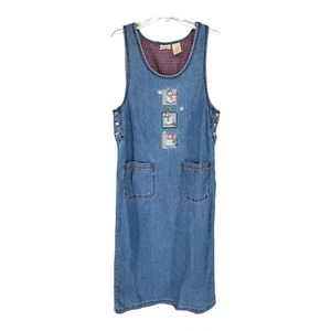 Bobbie Brooks Damen Kleid Jeansblau Schneemann Cottagecore Prairie 8/10 Vintage - Bild 1 von 9
