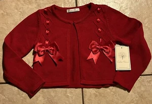 girls nwt couture princess red sweater size 5 red bow Accents On Front - Picture 1 of 4