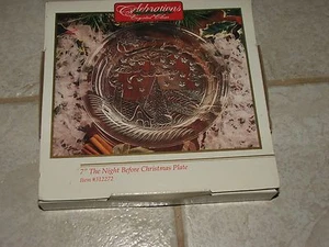 Holiday The Night Before Christmas Glass Serving Plate 7" Crystal Clear 312272 - Picture 1 of 5