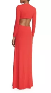 MICHAEL KORS COLLECTION Gown Red Long Sleeve Jersey Cutout Maxi Dress 6 $2695 - Picture 1 of 11