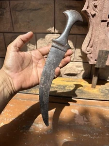 1700’Ancient Old Iron Hand Carved Rare Tribal Hunting Dagge Rare Jambia - Picture 1 of 8