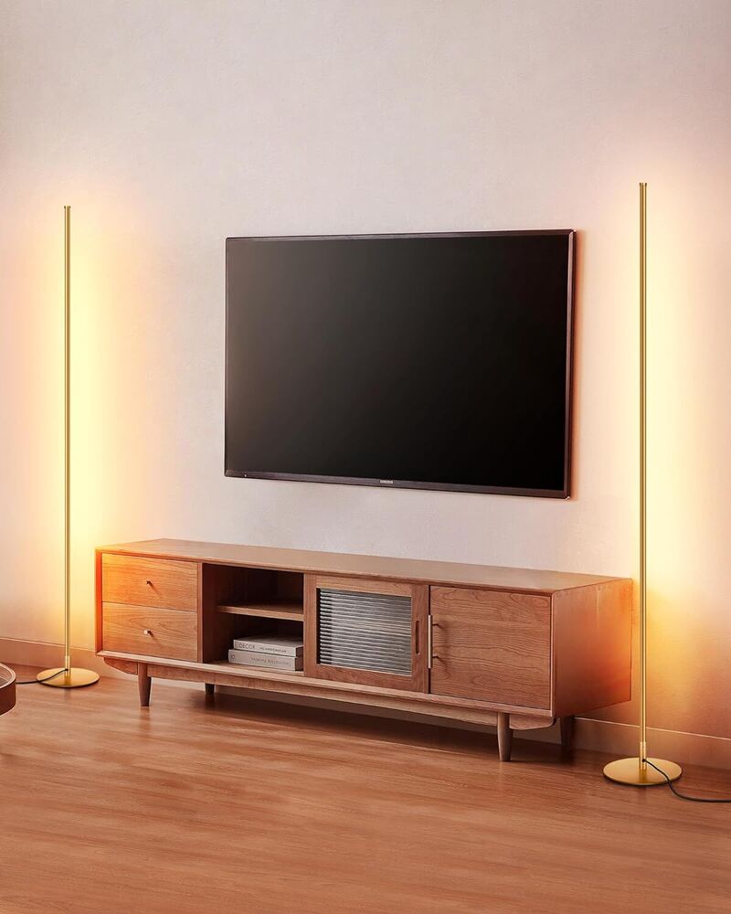 57.5" Minimalist LED Corner Floor Lamp, Set of 2 Modern Dimmable Mood Lighting