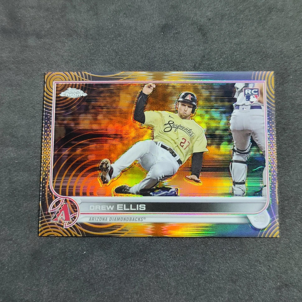 2022 Topps Chrome Sonic Drew Ellis Orange Refractor #12/25 #77 Diamondbacks  - Image 1 of 2