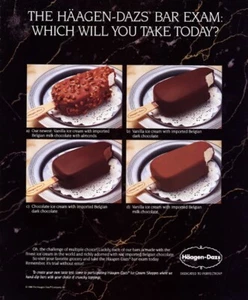 Helado 1988 Haagen-Dazs Bar examen 1 página anuncio de revista - Imagen 1 de 1