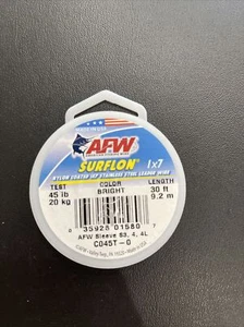 Alambre líder de acero inoxidable recubierto de nailon AFW Surflon 1x7 prueba de 45 lb 30 pies brillante  - Imagen 1 de 3