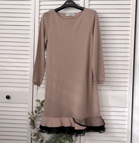 Abito Valentino Italia taglia 2 rosa chiaro lana girocollo lunghezza ginocchio