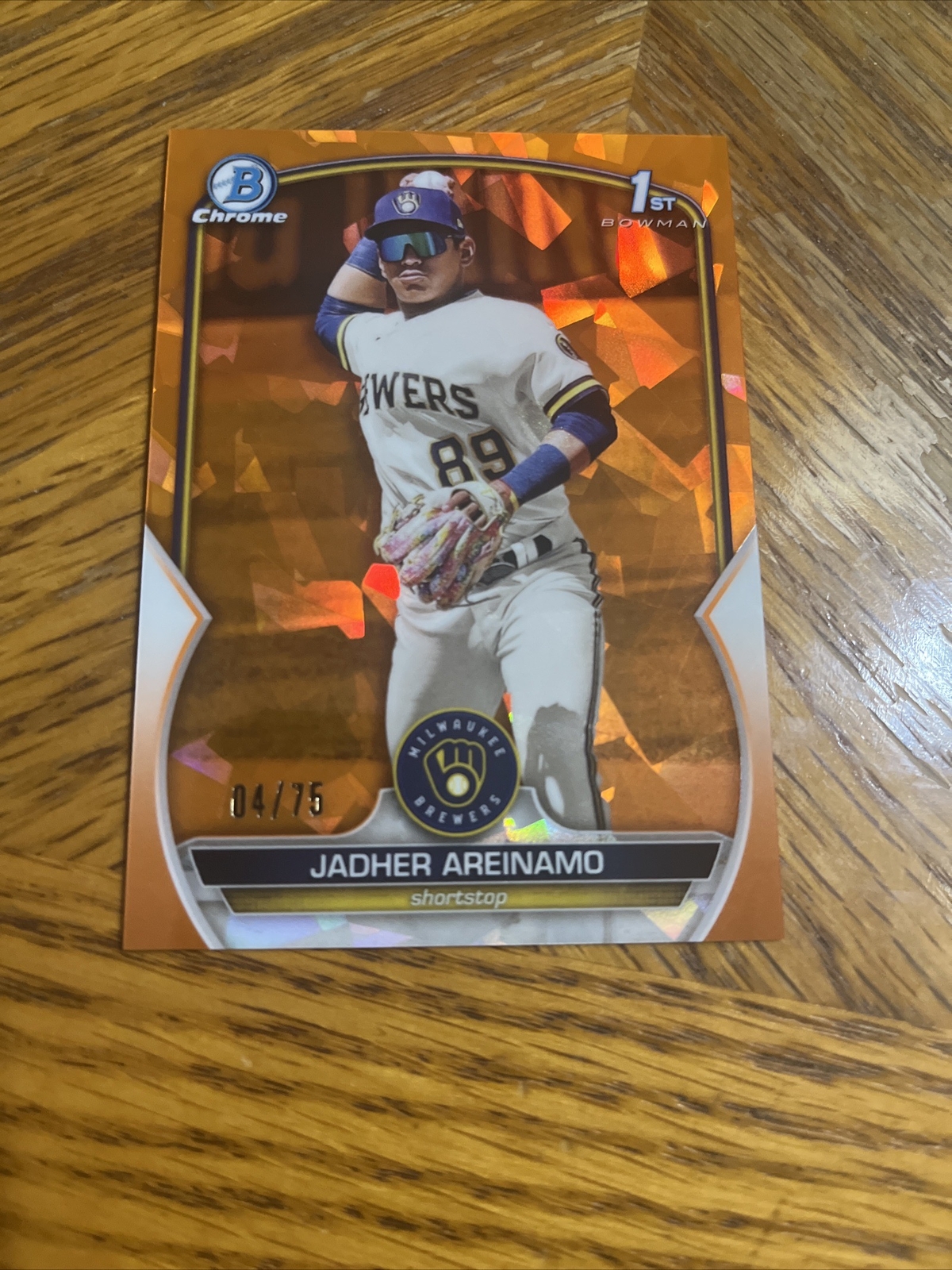 JADHER AREINAMO 2023 1st Bowman Chrome Sapphire #BCP-206 ORANGE 4/75 SP Brewers