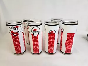 Vintage Set of 6 Libbey Santa Chimney Tumbler Tom Collins Glasses Christmas MCM - Picture 1 of 13