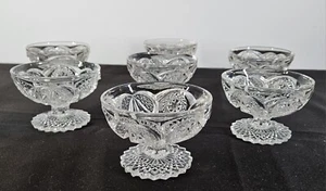 Set of 7 Vintage Imperial Or American Brilliance Glass Pedestal Sherbet Glasses - Picture 1 of 12