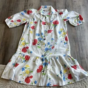 Vintage David Brown California Medium USA Flower Print Dress House Lounge Wear - Picture 1 of 11