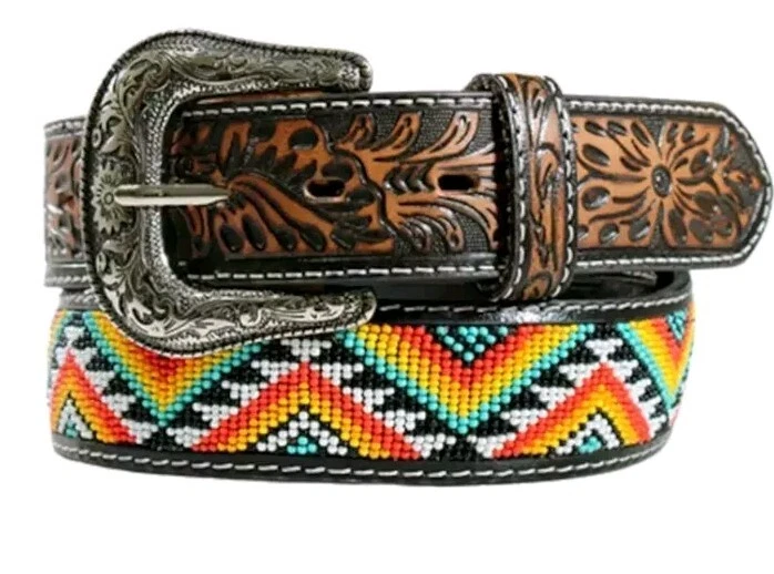 Cinturón Nocona Western Mujer M,L O XL Cuero Floral Zig Zag Cuentas N320004597 Foto 1 de 1