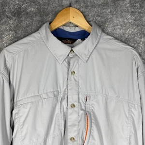 Orvis Shirt Mens XL Gray Trout Bum Nylon Vented Pockets Lux Boat Fishing Hiking - Picture 1 of 14