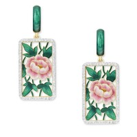 18K Yellow Gold Plated White Topaz Flower Earrings Ear Studs Clips Dangle Drop