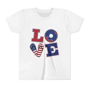 Patriotic Love Youth Tee, Fourth of July Shirt, Kids Love Tee, Summer [...] - Picture 1 of 36