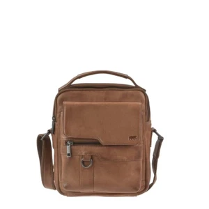Herrentasche Umhängetasche Leder 25x28cm mit Tragegriff cognac Bear Design - Bild 1 von 9