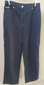 ST JOHN SPORT Sz 10 Pants Straight Leg Casual Logo Cotton Blend Black - Picture 1 of 9