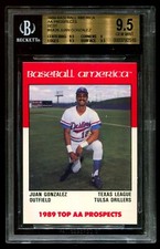 1989 Baseball America AA Prospects Juan Gonzalez Pre-Rookie BGS 9.5 GEM MINT