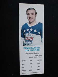 1970-71 Dad's Cookies Hockey Card - Denis DeJordy - Los Angeles Kings (NM)
